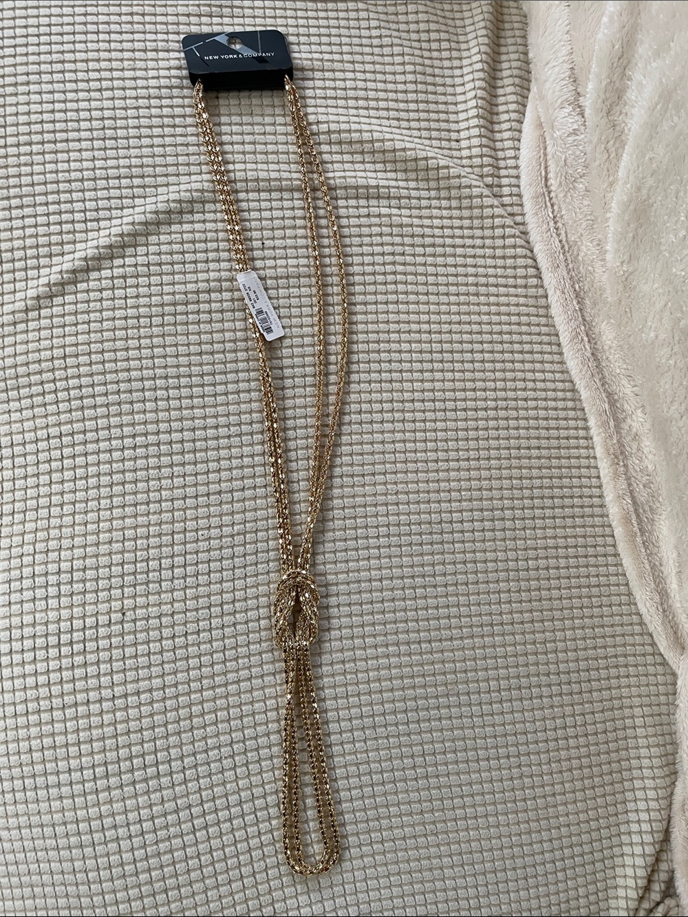 New York & Company Gold Knotted Multi-Chain Pendant Necklace NWT